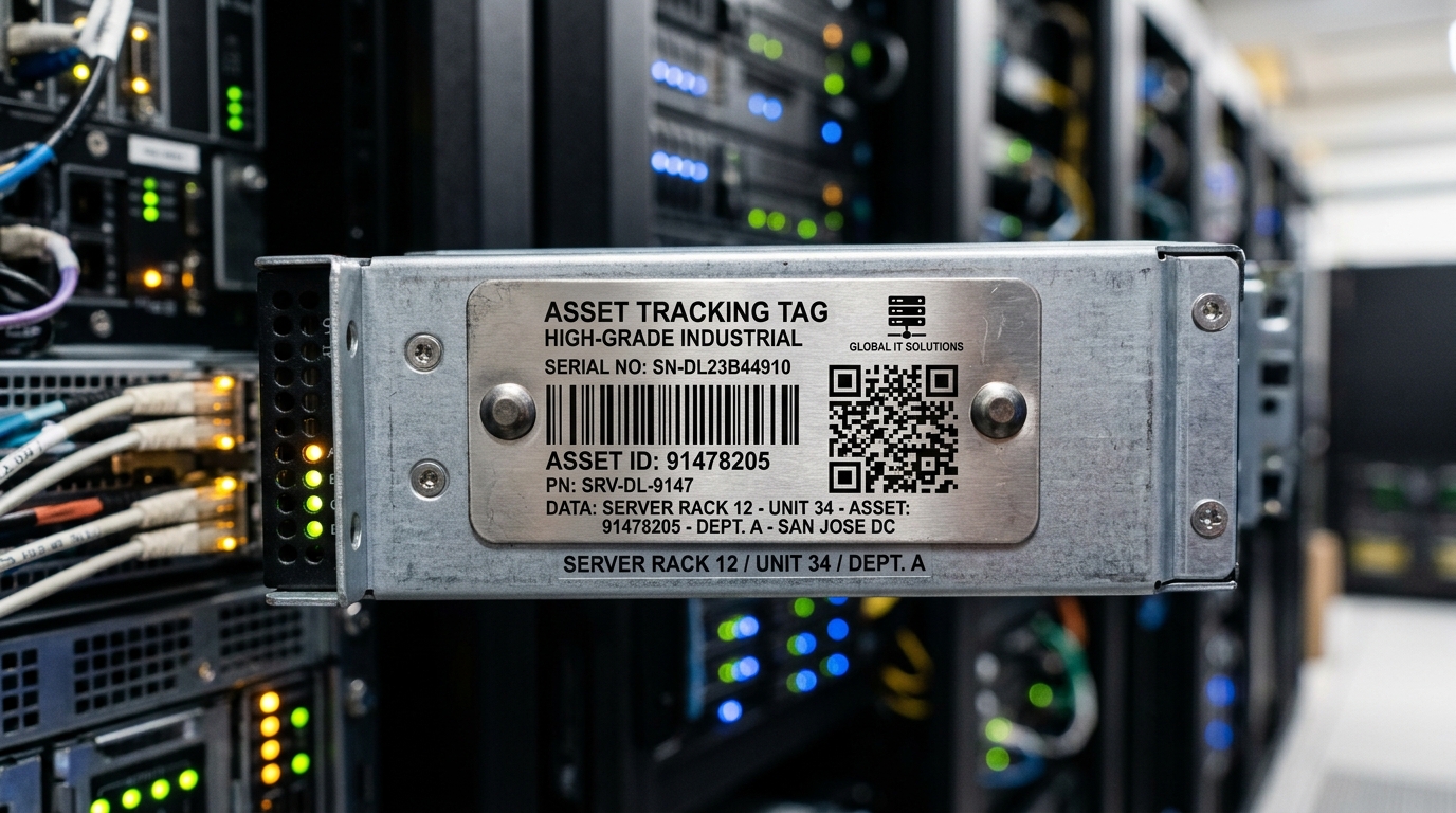 Physical Metallic Asset Tracking Tag on Enterprise Server